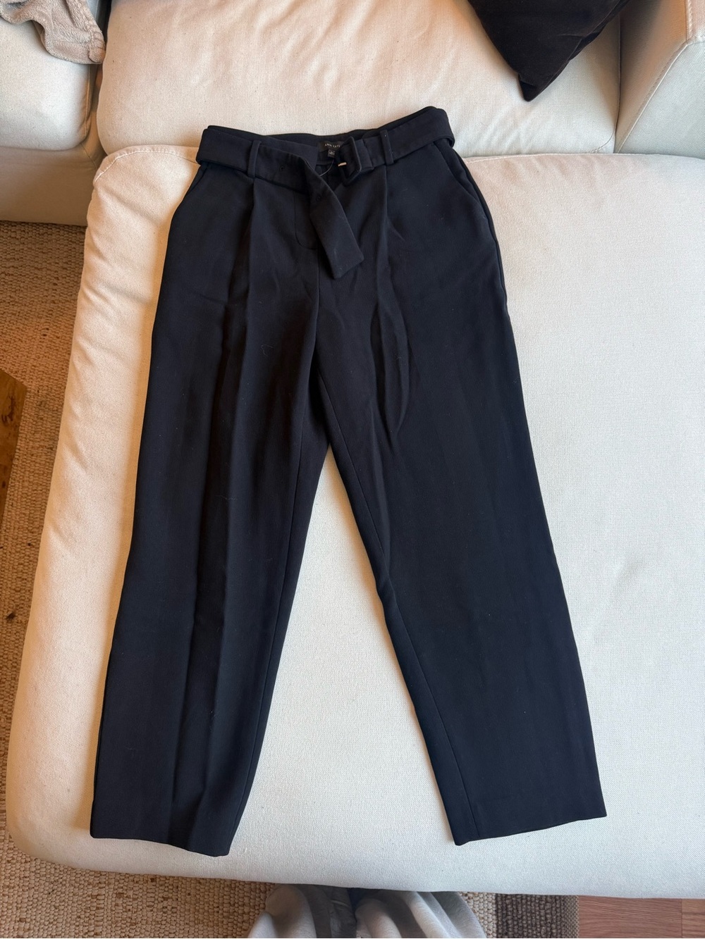 Ann Taylor Black Tailored Belted Pants